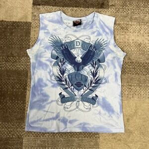Harley Davidson Womens Sleeveless Tie Dye Eagle Graphic Tank Top Size L